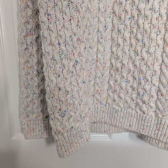 Lands End Cable Knit Turtleneck Sweater Womens Size Large Cream Fisherman - Picture 3 of 10